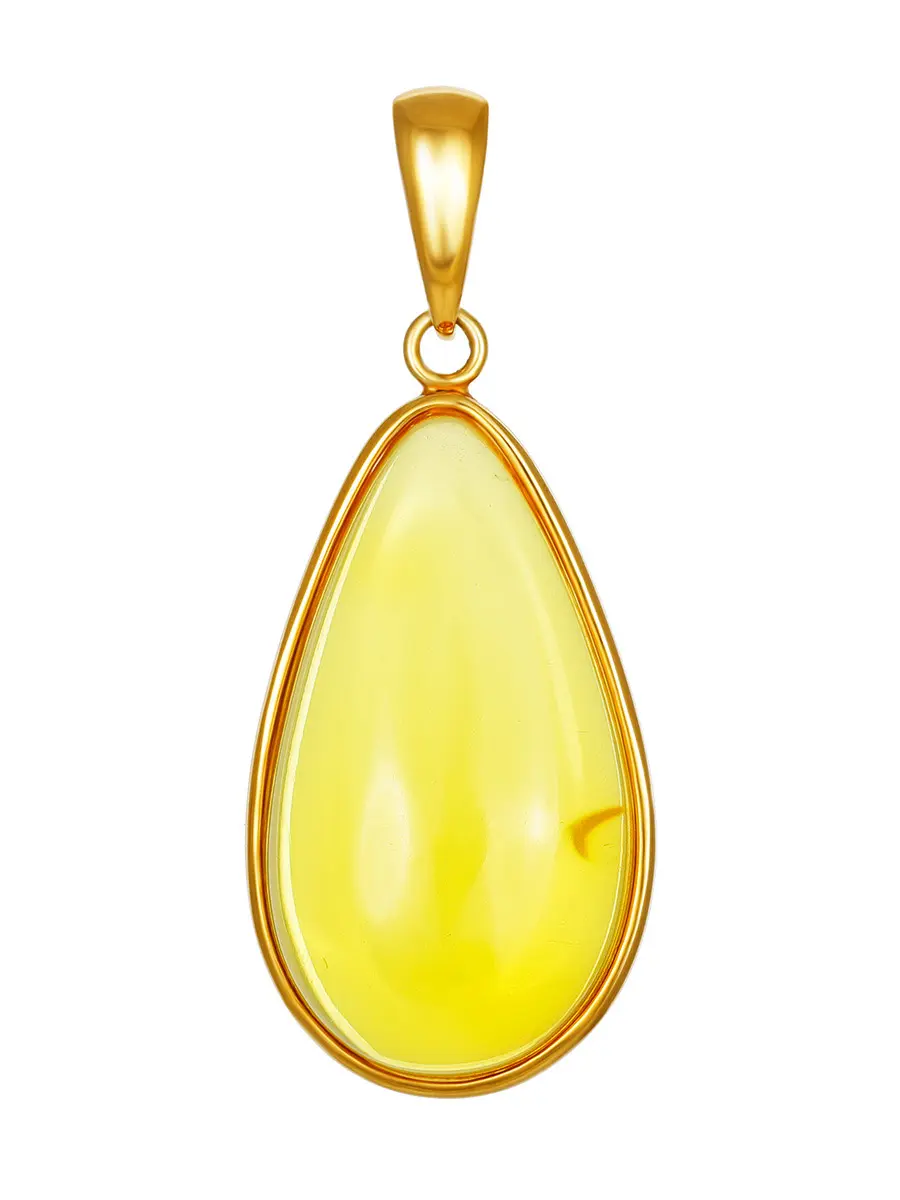 картинка Нежная подвеска из натурального лимонного янтаря в позолоченном серебре в онлайн магазине