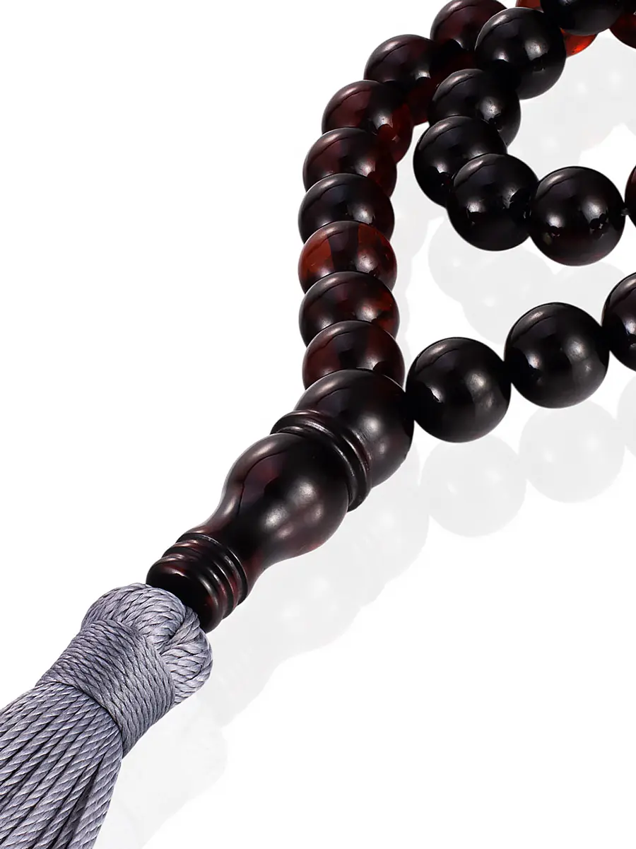 картинка Чётки мусульманские из натурального формованного янтаря на 33 бусины в онлайн магазине