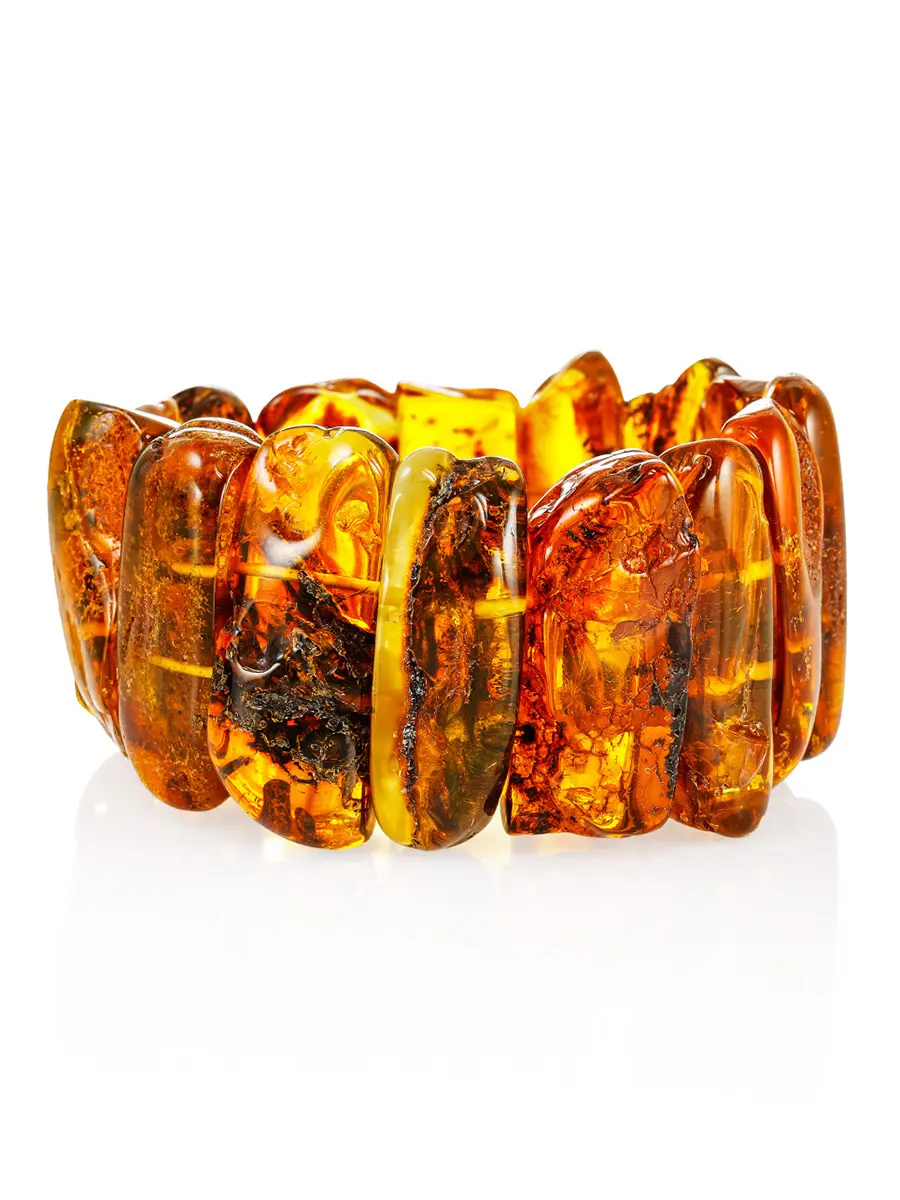 картинка Широкий браслет из цельных секций натурального янтаря «Помпеи» в онлайн магазине