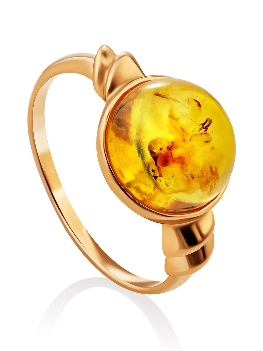 картинка Лаконичное круглое кольцо из коньячного янтаря «Альбион» в онлайн магазине