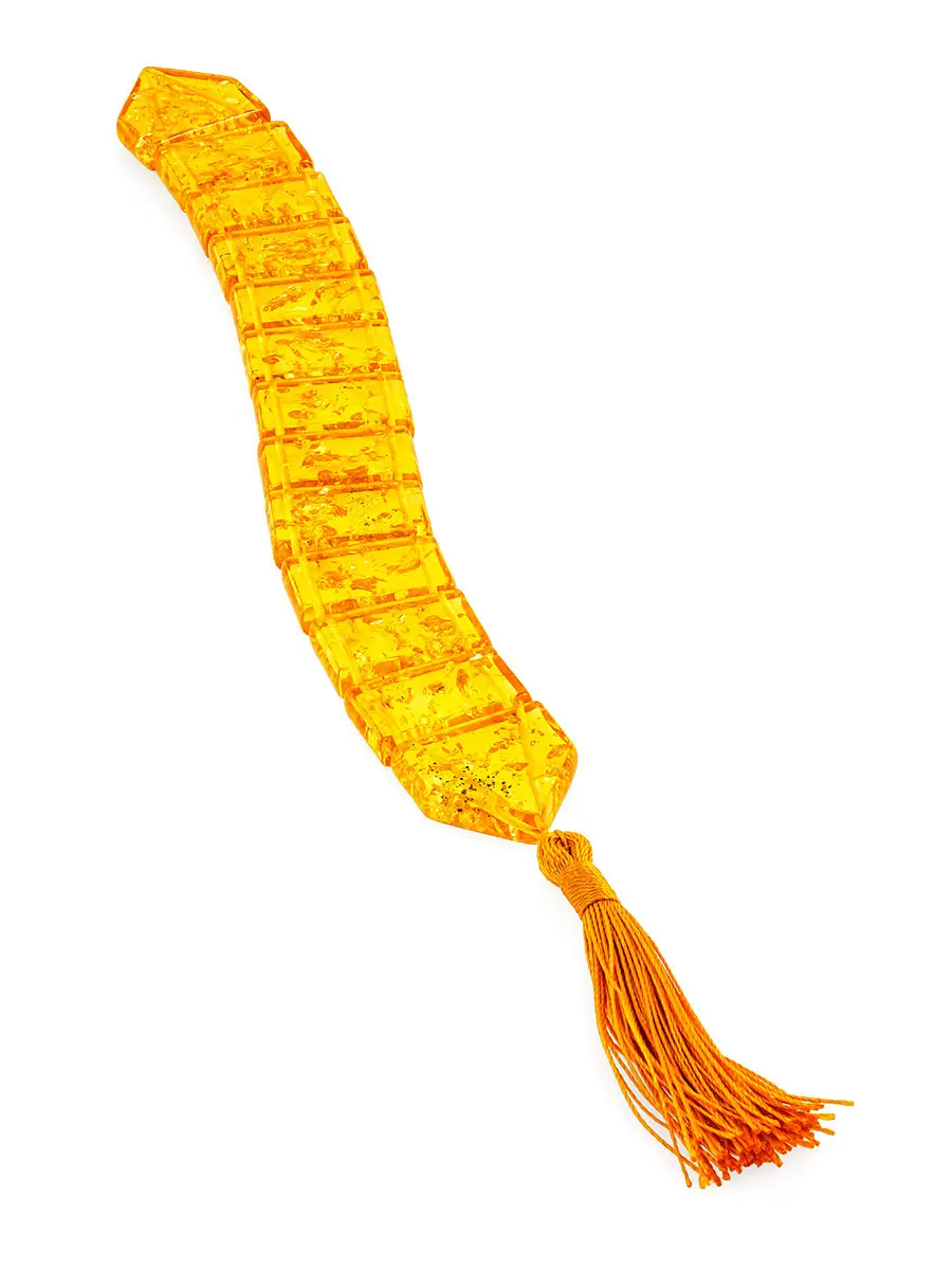 картинка Перекидные чётки из формованного лимонного янтаря с кисточкой в онлайн магазине