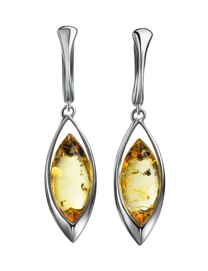 картинка Серьги из натурального янтаря красивого золотисто-лимонного цвета «Акация» в онлайн магазине