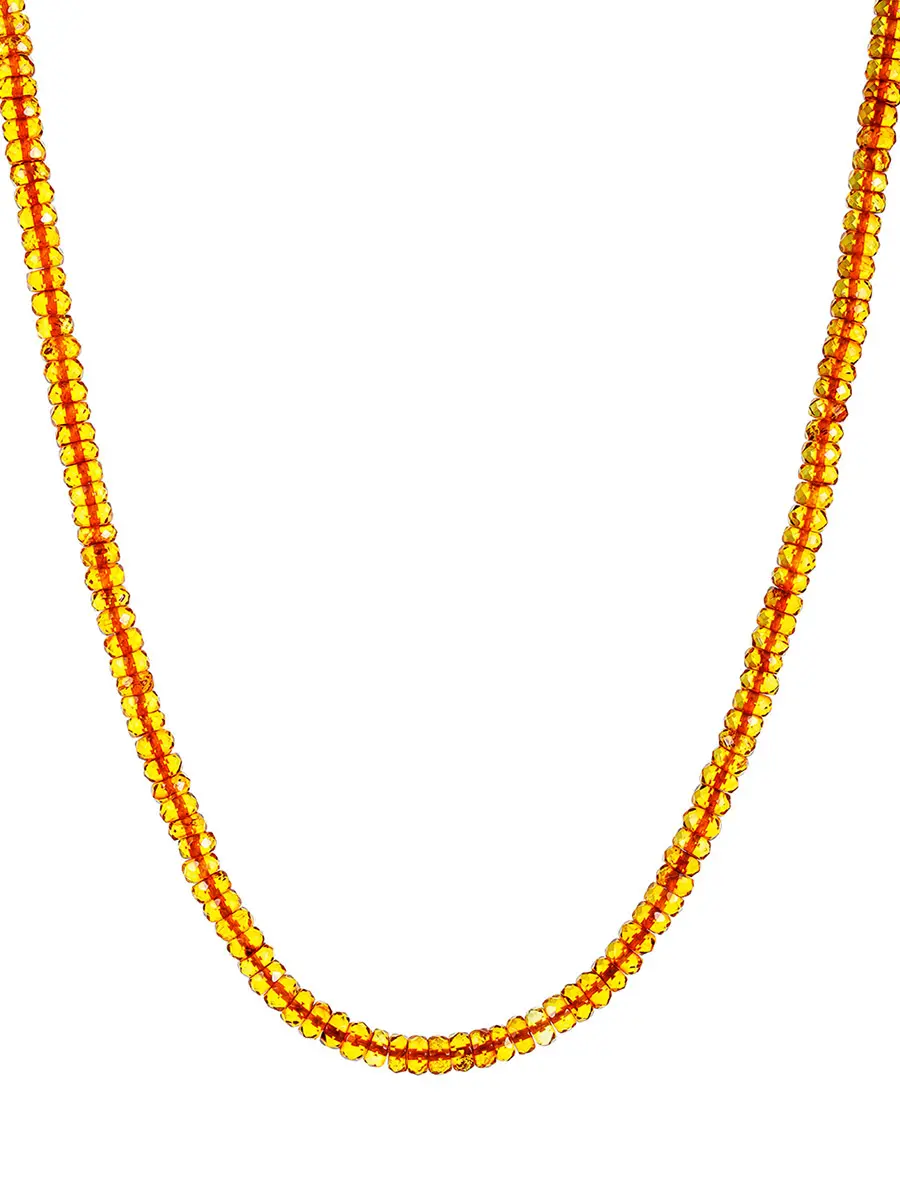 картинка Роскошные бусы натурального балтийского янтаря «Карамель алмазная переливающаяся» в онлайн магазине