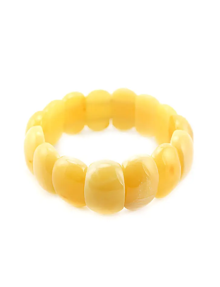 картинка Плоский браслет из натурального янтаря светло-медового цвета в онлайн магазине