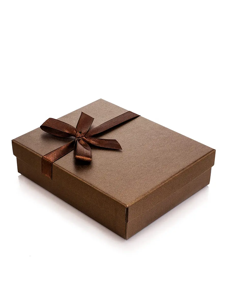 картинка Подарочная коробочка 140х110х35 мм шоколадная с бантом в онлайн магазине