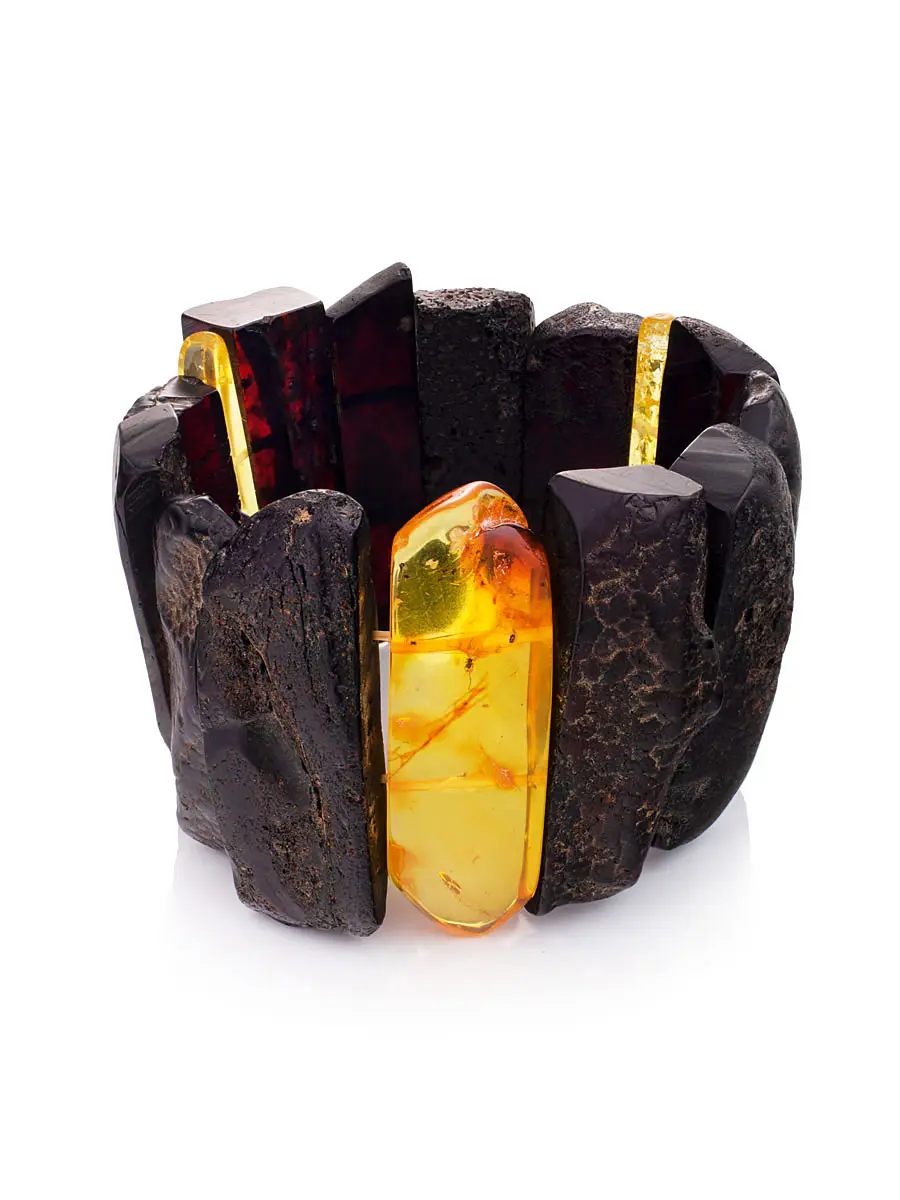 картинка Необычный стильный браслет из чёрного янтаря «Помпеи» в онлайн магазине