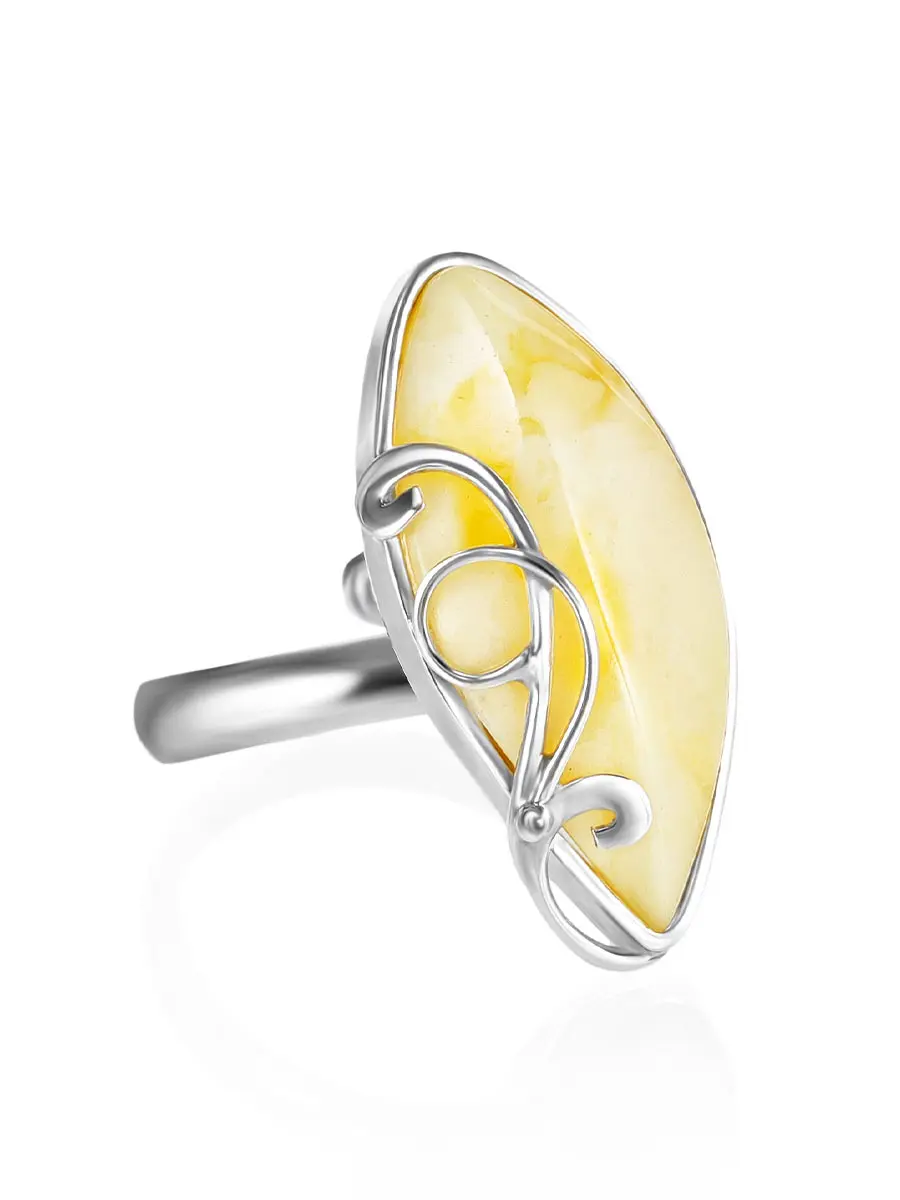 картинка Изящное кольцо «Риальто» из натурального балтийского янтаря и серебра в онлайн магазине
