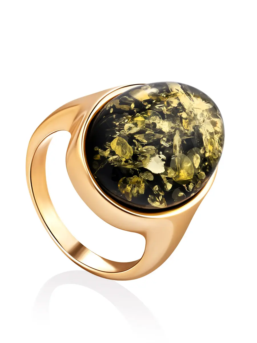 картинка Классическое кольцо из натурального янтаря «Годжи крупное» в онлайн магазине