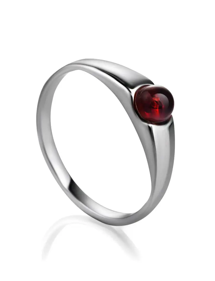 картинка Тонкое лёгкое кольцо «Капри» из серебра и натурального балтийского янтаря в онлайн магазине