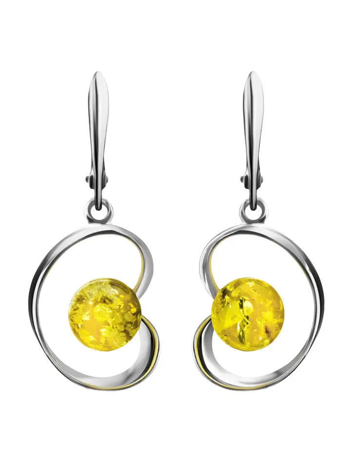 картинка Изящные серьги с ярко-лимонным янтарём «Лея» в онлайн магазине