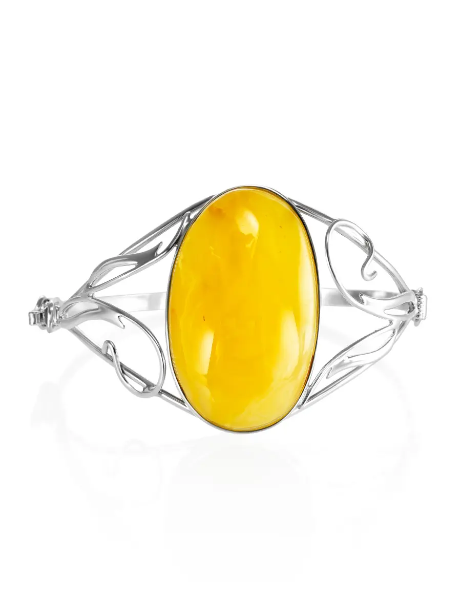 картинка Изящный браслет с крупным натуральным янтарем медового цвета «Риальто» в онлайн магазине