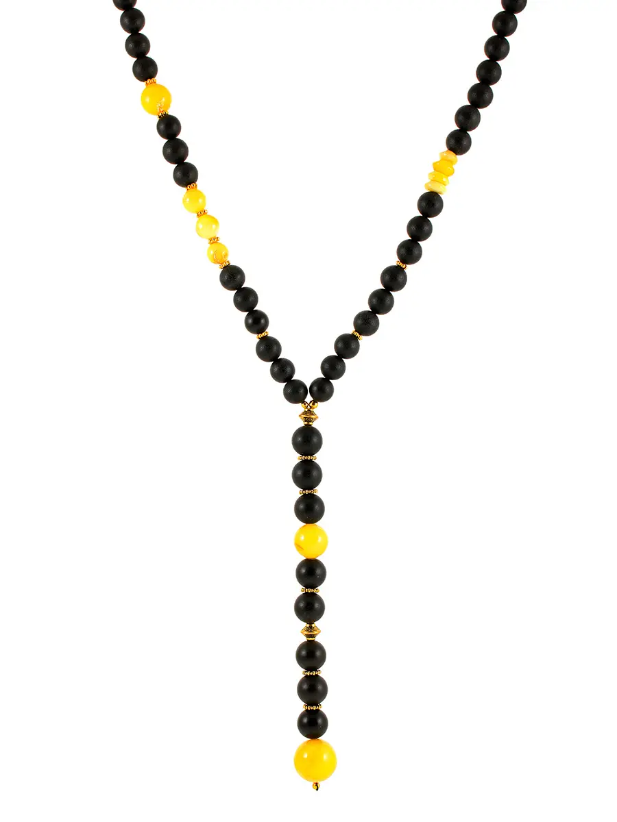 картинка Декоративные чётки-ожерелье из формованного чёрного янтаря «Куба» в онлайн магазине