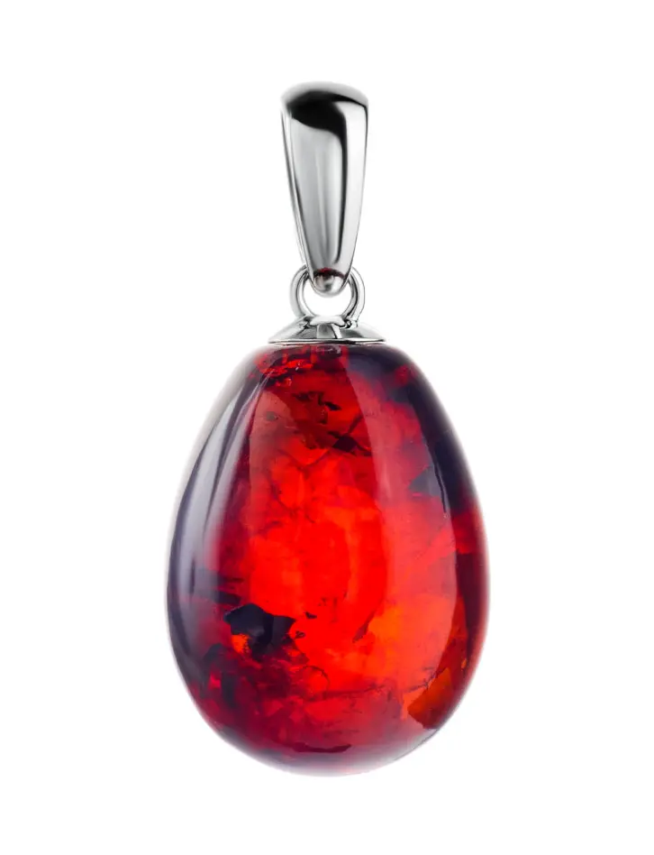 картинка Кулон из натурального темно-вишневого формованного янтаря «Гранат» в онлайн магазине