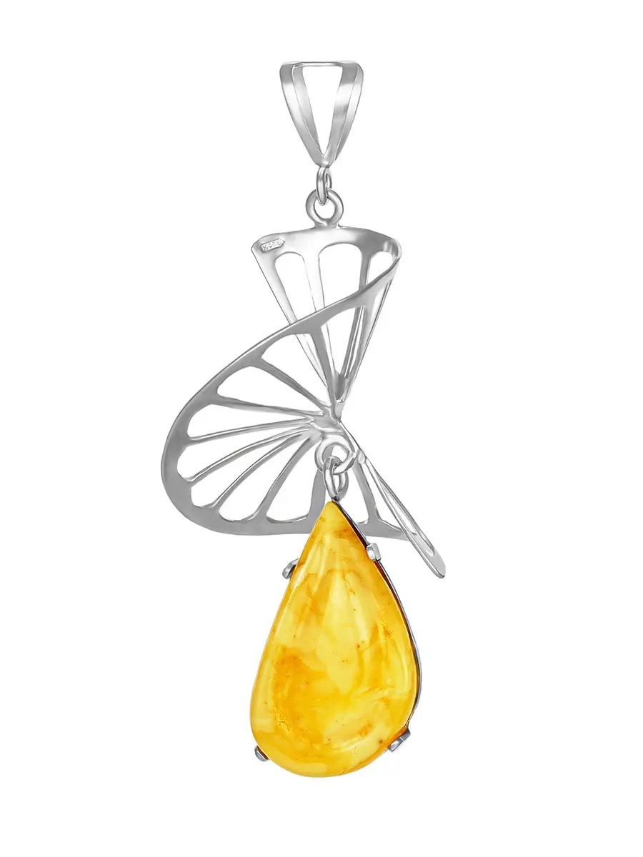 картинка Необычная подвеска с натуральным янтарём «Апельсин» в онлайн магазине