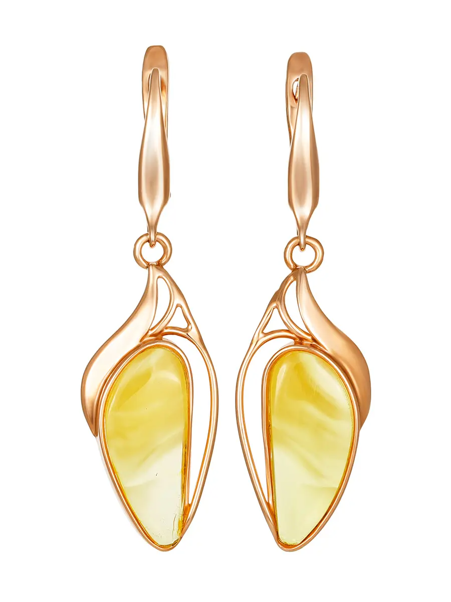 картинка Серьги с натуральным янтарём лимонного цвета «Маньяна» в онлайн магазине