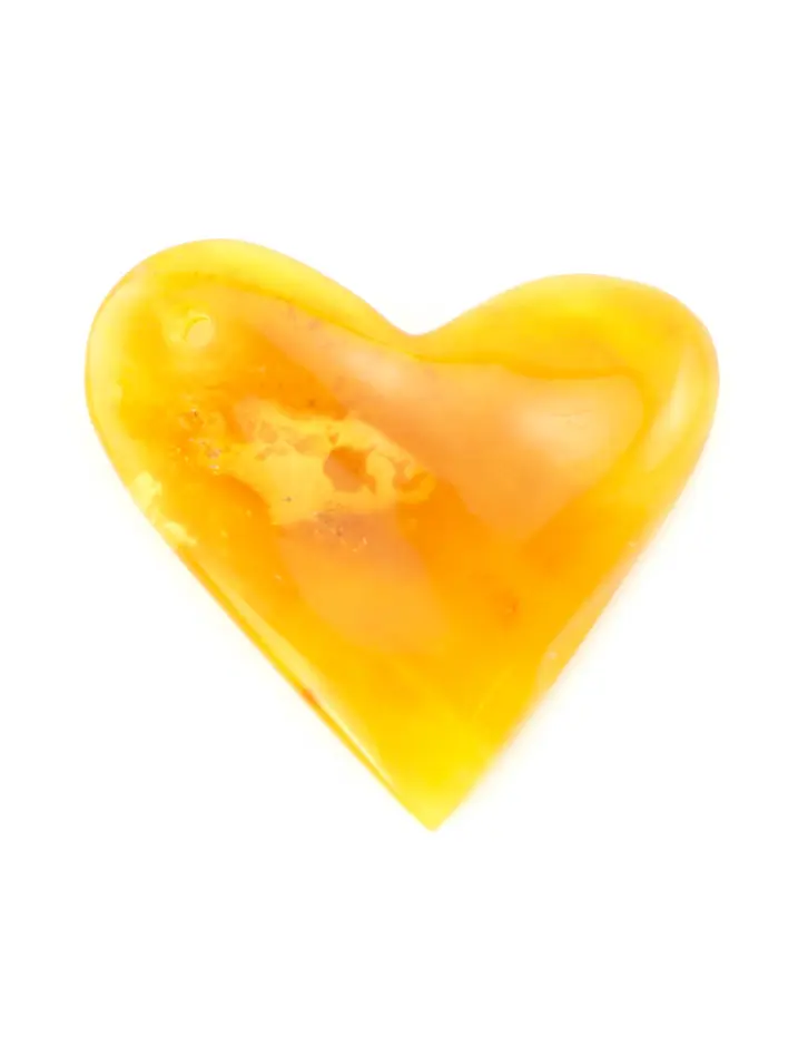 картинка Крупная подвеска в форме сердца из натурального живописного янтаря насыщенного медового цвета в онлайн магазине