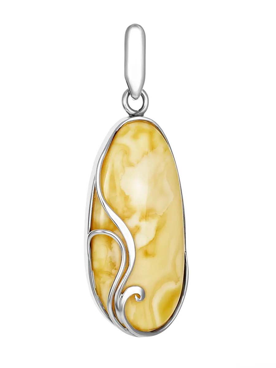картинка Подвеска из натурального пейзажного янтаря в серебре «Маньяна» в онлайн магазине