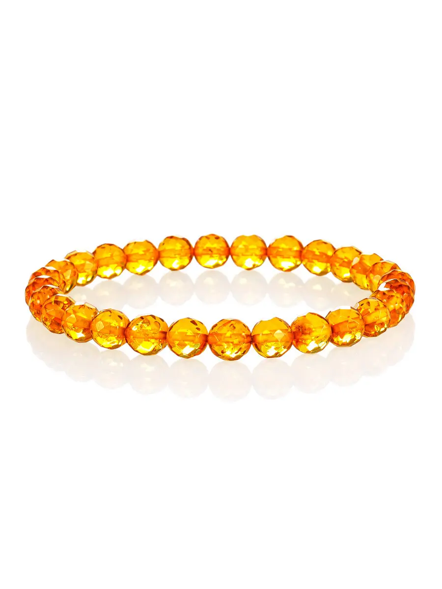 картинка Нежный сверкающий браслет «Карамель алмазная» из золотисто-коньячного янтаря в онлайн магазине