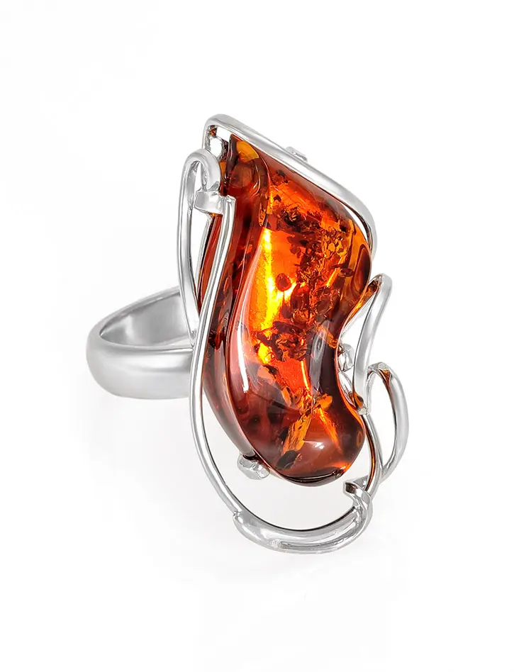 картинка Кольцо с натуральным коньячным янтарём «Риальто» в онлайн магазине