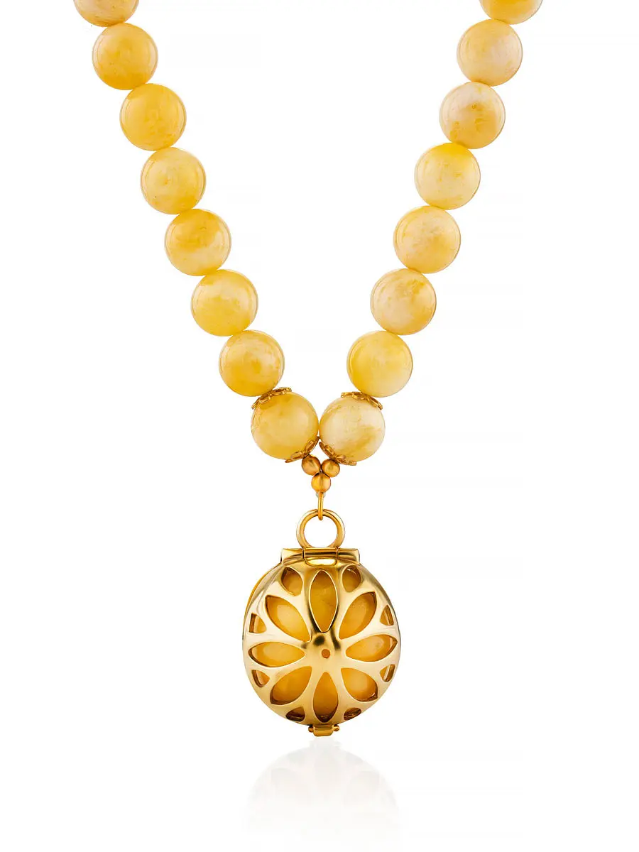 картинка Элегантное ожерелье из натурального формованного балтийского медового янтаря «Анжелика» в онлайн магазине