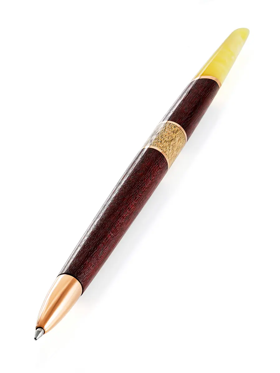картинка Роскошная ручка авторской работы из амаранта и медового янтаря в онлайн магазине