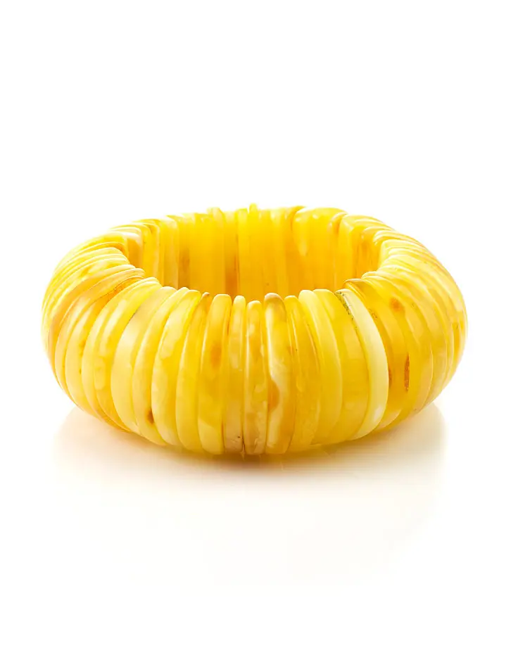 картинка Роскошный объемный браслет «Мандарин» из натурального медового янтаря в онлайн магазине