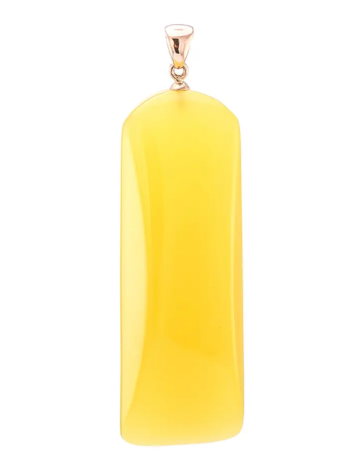 картинка Длинный кулон из натурального балтийского медового янтаря с золотом в онлайн магазине