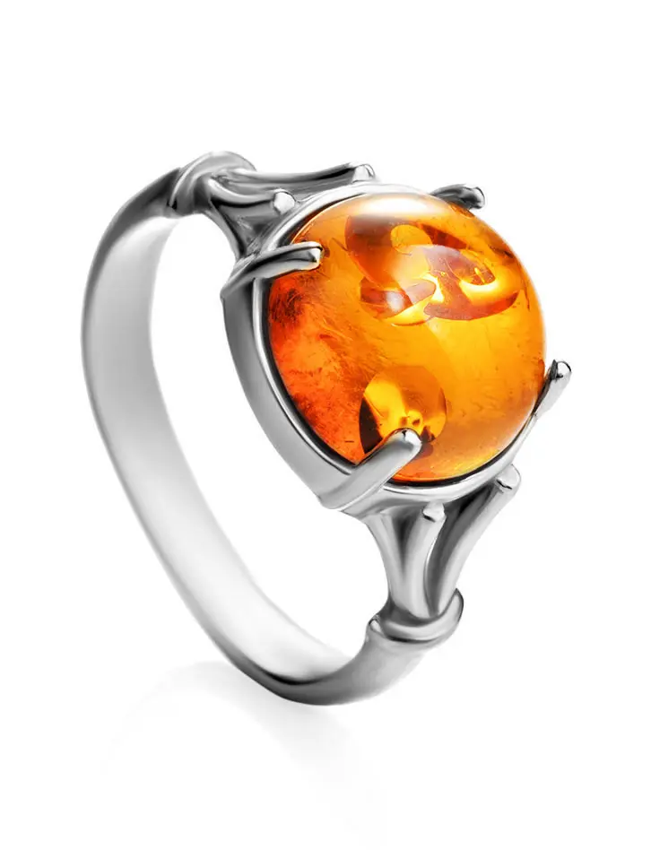 картинка Легкое кольцо из натурального коньячного янтаря «Шанхай» в онлайн магазине