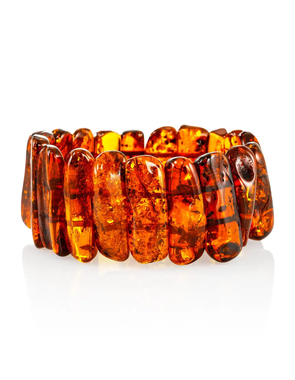 картинка Плоский браслет из кусочков коньячного янтаря «Помпеи» в онлайн магазине