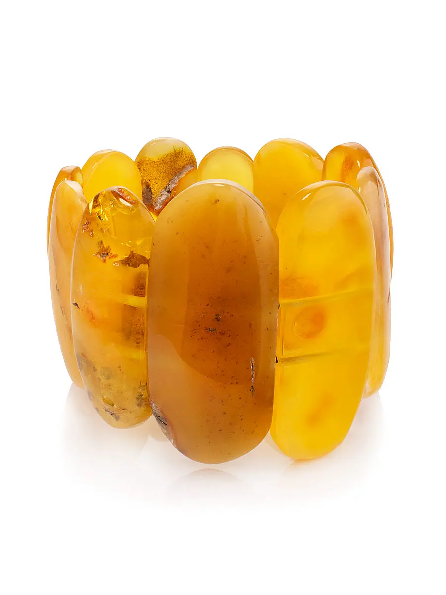 картинка Браслет из цельного медового янтаря с природной текстурой «Пластинки широкие» в онлайн магазине