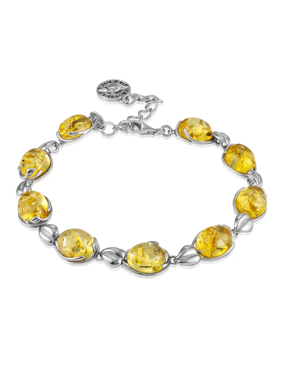 картинка Нарядный браслет «Селена» с ярко-лимонным янтарём в онлайн магазине