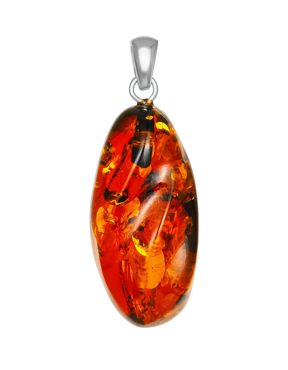 картинка Красивая искрящаяся подвеска из натурального балтийского янтаря коньячного цвета в онлайн магазине