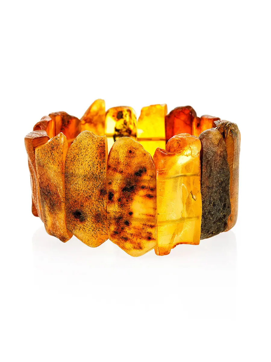 картинка Эффектный плоский браслет «Помпеи» из натурального балтийского янтаря в онлайн магазине
