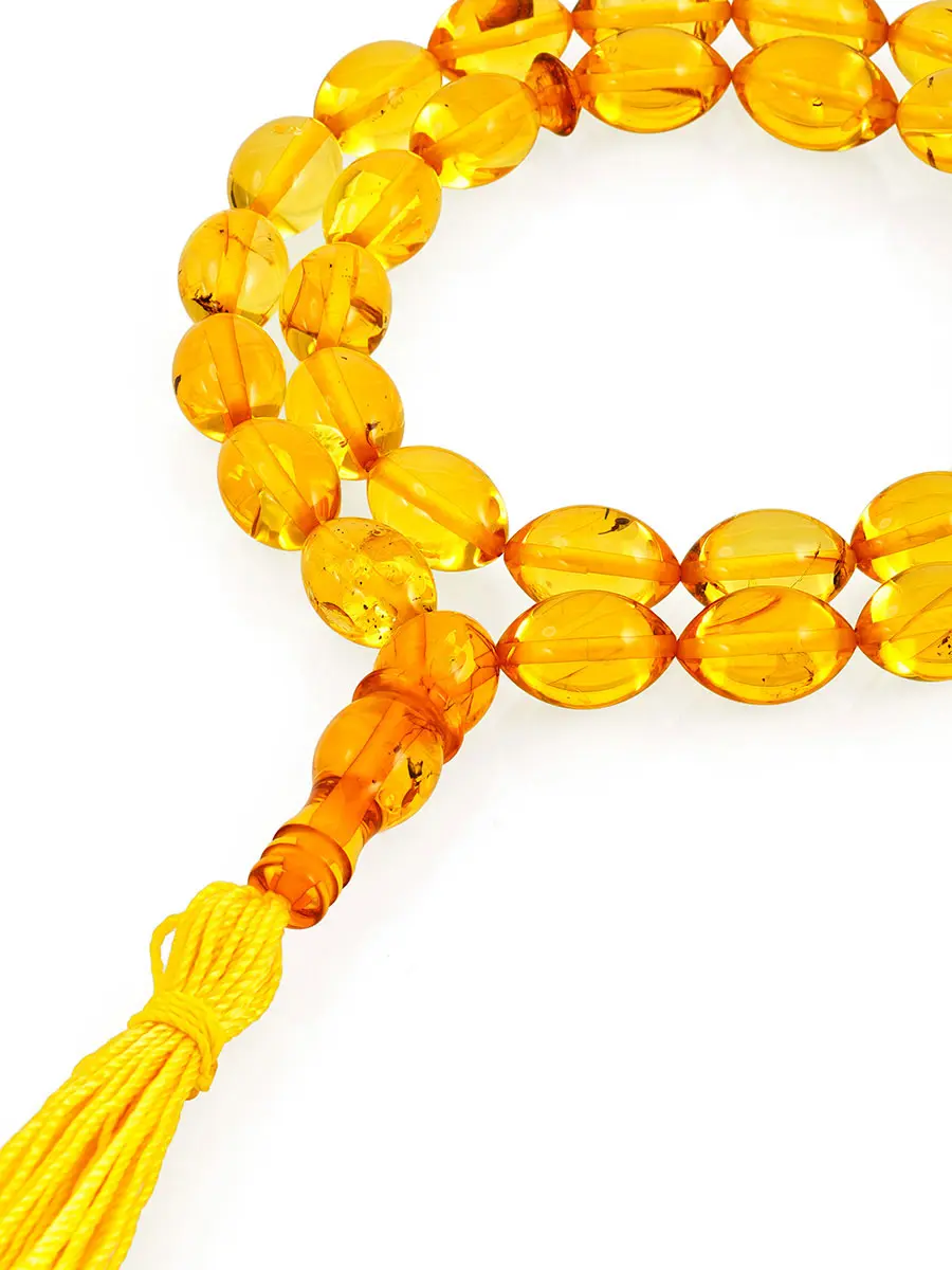 картинка Яркие чётки-оливки из натурального цельного золотисто-лимонного янтаря в онлайн магазине