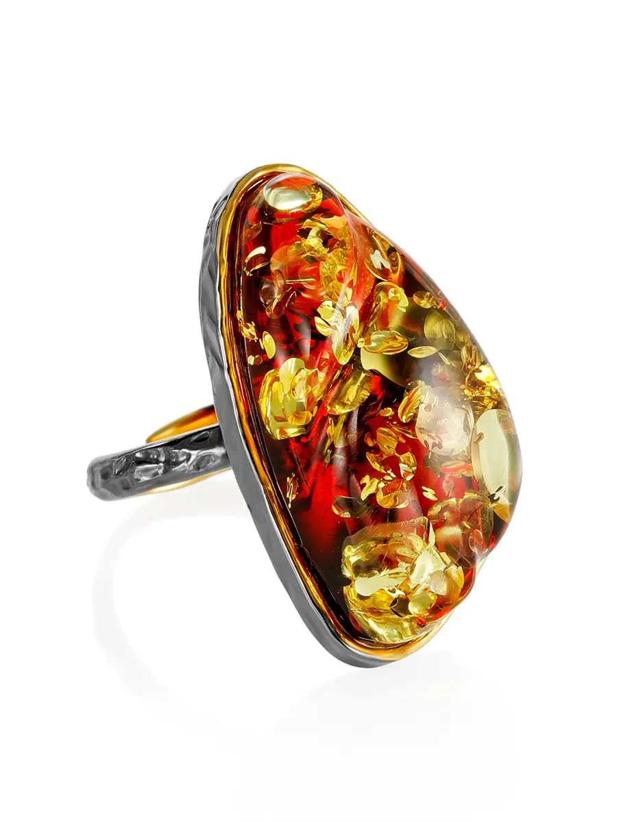 картинка Кольцо «Версаль» из золоченного серебра и переливающегося янтаря в онлайн магазине