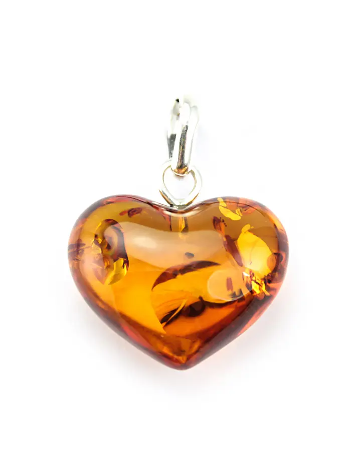 картинка Кулон из натурального балтийского янтаря «Сердце» коньячного цвета в онлайн магазине