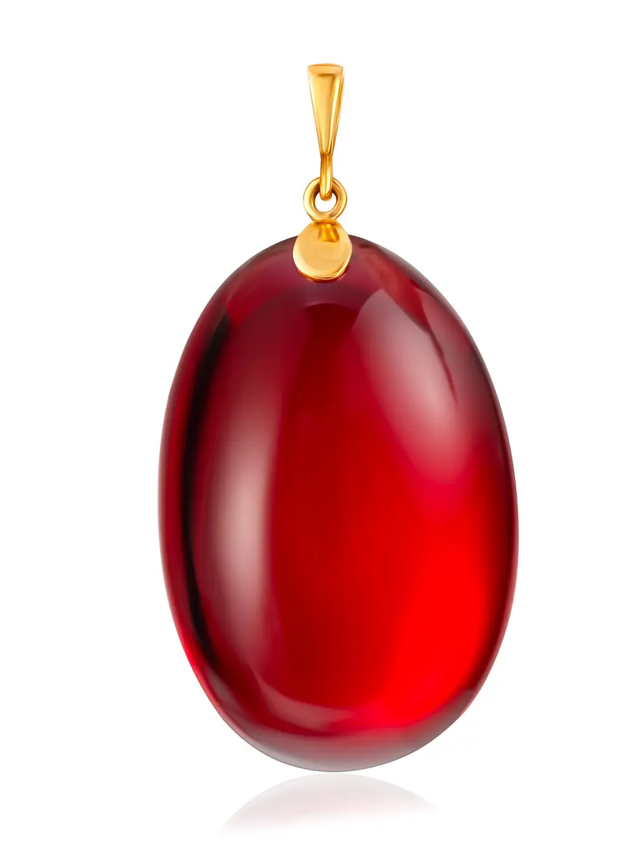 картинка Объёмный кулон овальной формы с алым балтийским янтарём в онлайн магазине
