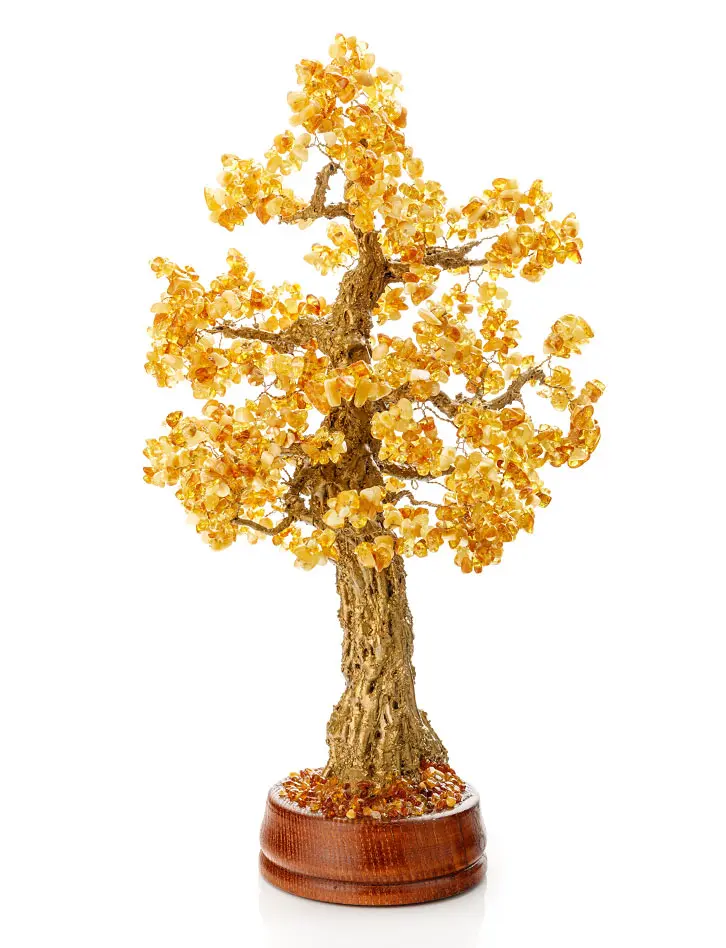 картинка Красивое объёмное денежное дерево из янтаря в онлайн магазине