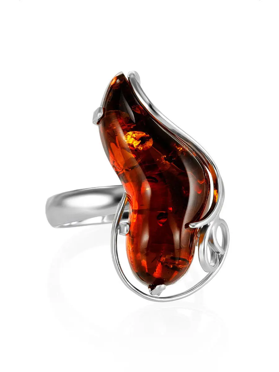 картинка Нарядное кольцо со вставкой из натурального балтийского коньячного янтаря «Риальто» в онлайн магазине