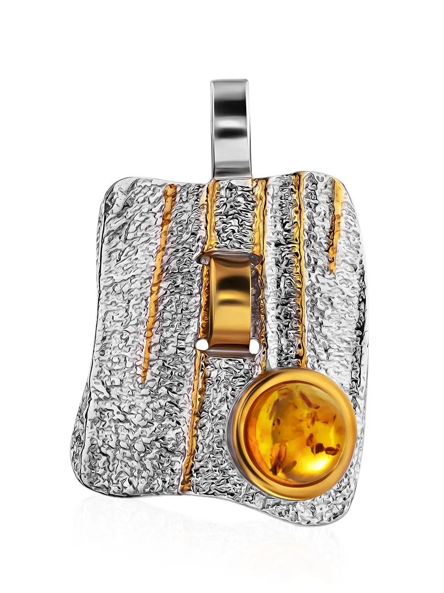 картинка Роскошная крупная подвеска «Бубинга» с натуральным янтарём в онлайн магазине