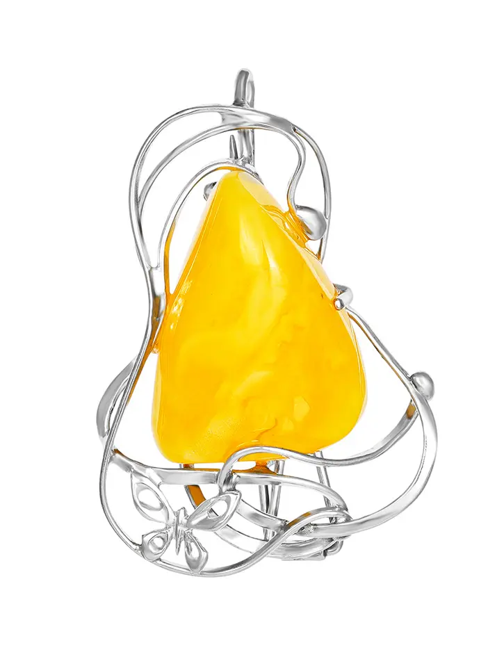 картинка Брошь-кулон из натурального янтаря ярко-медового цвета «Венето» в онлайн магазине