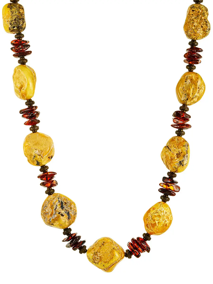 картинка Эффектное крупное ожерелье «Индонезия» из натурального цельного янтаря в онлайн магазине