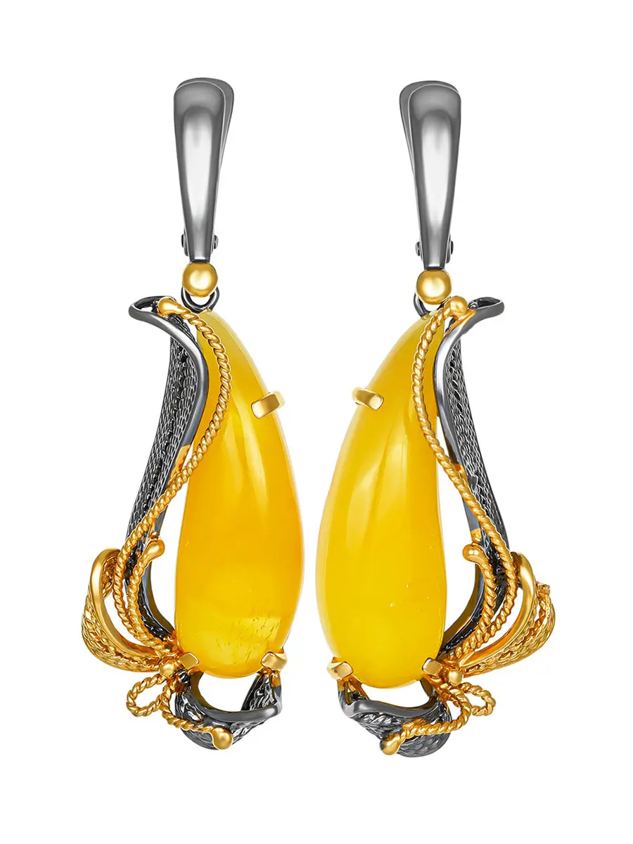 картинка Роскошные серьги из натурального янтаря «Филигрань» в онлайн магазине