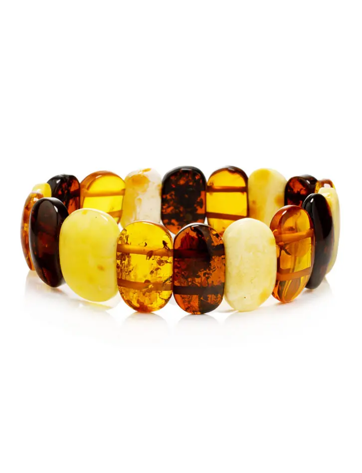 картинка Красивый браслет из натурального балтийского янтаря трёх цветов в онлайн магазине