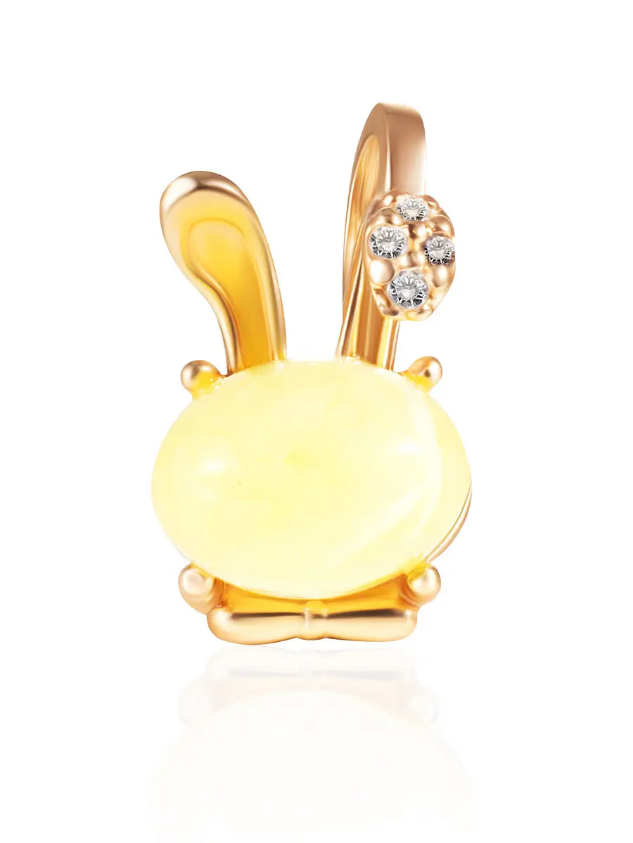 картинка Нежный позолоченный кулон с медовым янтарём «Зайка» в онлайн магазине