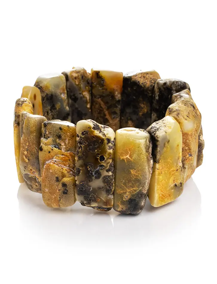 картинка Браслет «Помпеи» натурального янтаря с красивой природной текстурой в онлайн магазине