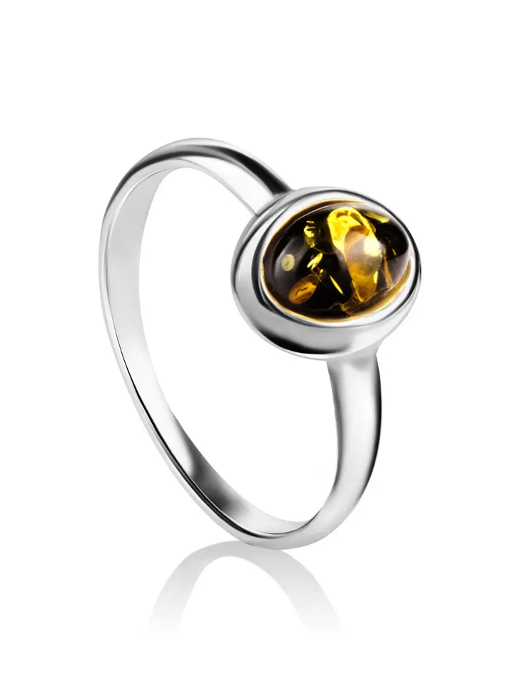 картинка Тонкое кольцо с миниатюрной янтарной вставкой «Кислород» в онлайн магазине