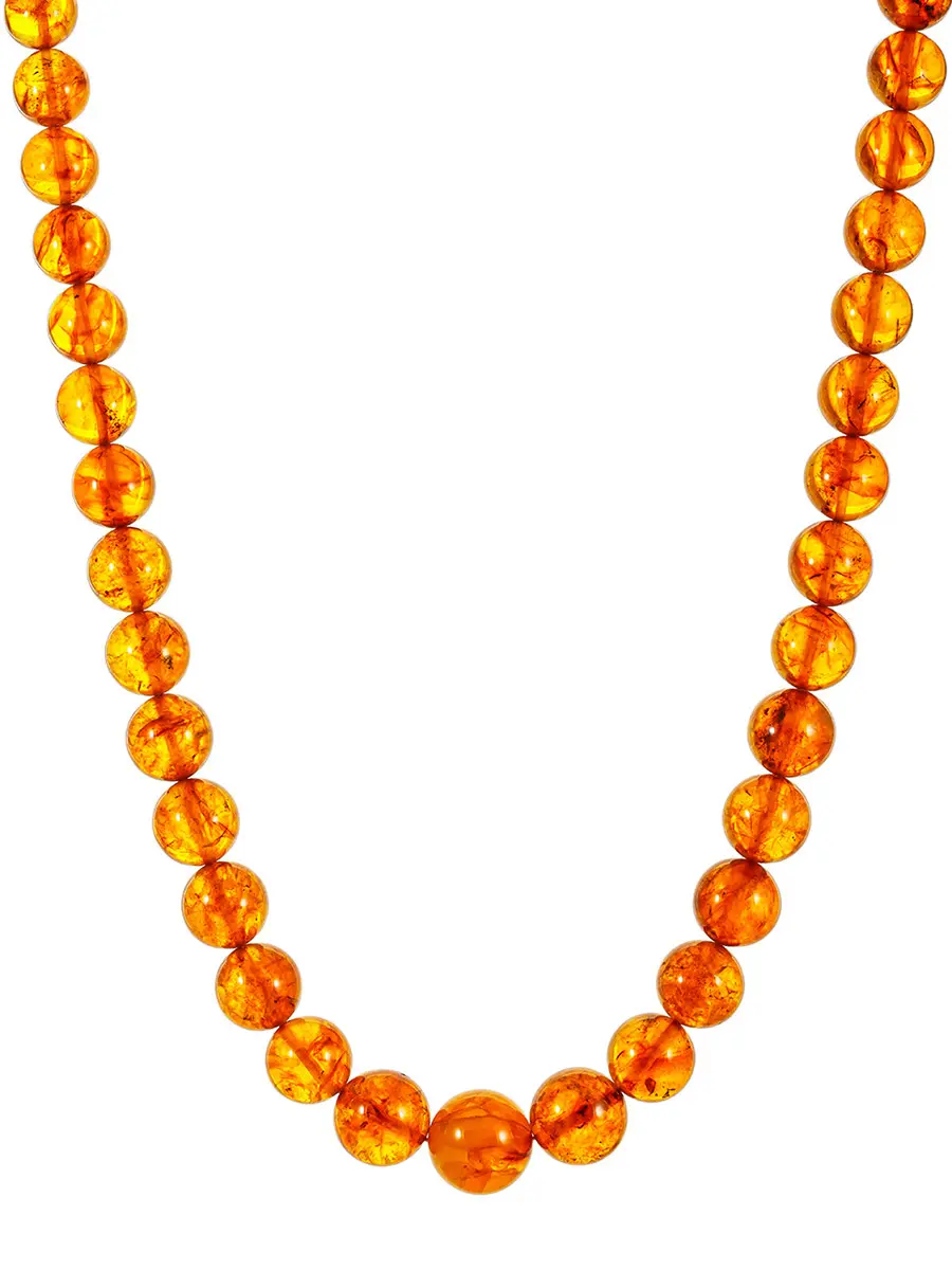 картинка Яркие бусы «Шары» из натурального формованного янтаря коньячного цвета в онлайн магазине