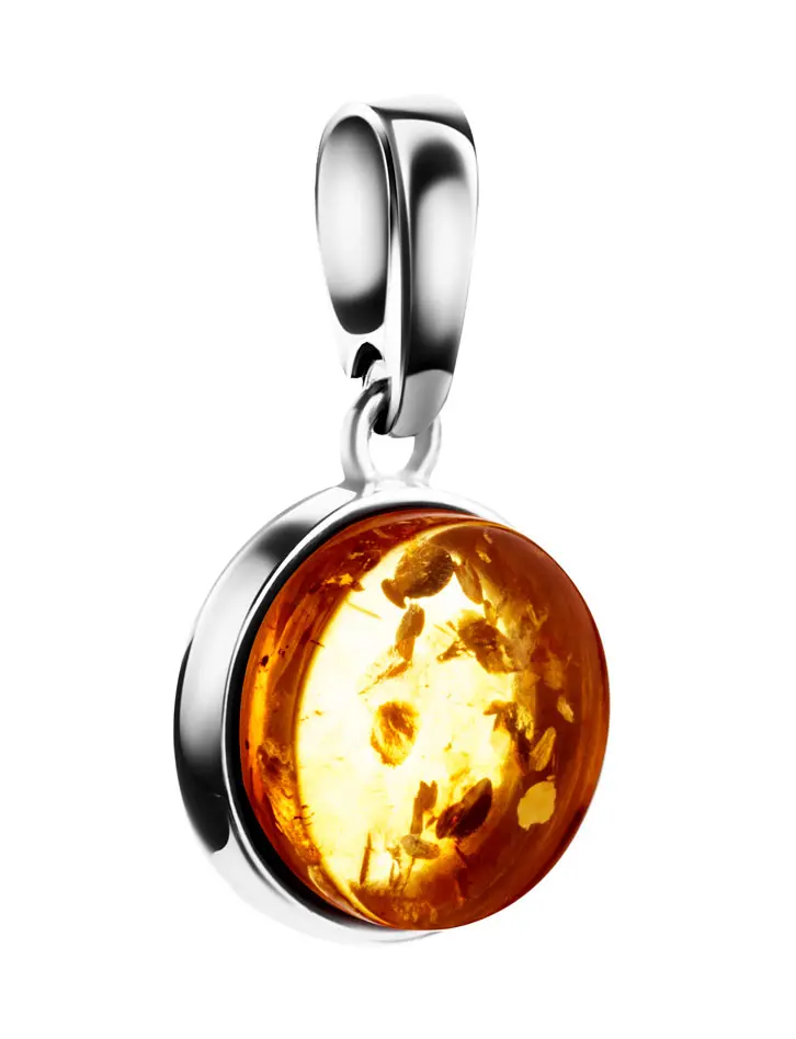 картинка Кулон с круглой вставкой из натурального золотистого янтаря «Фурор» в онлайн магазине