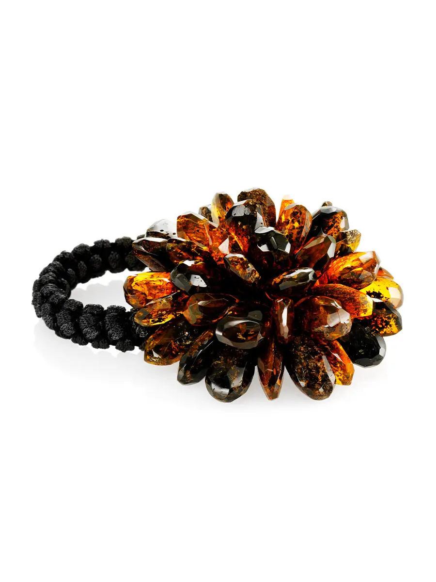 картинка Эффектное многофункциональное украшение «Хризантема алмазная» из натурального цельного янтаря в онлайн магазине